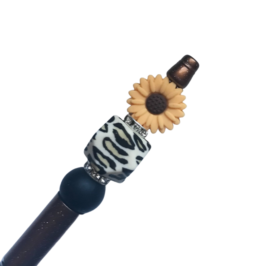 Sunflower Leopard Print Beaded Pen