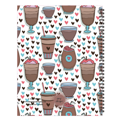 Iced Coffee and Frappes Spiral Lined Notebook, 8.5 x 11in