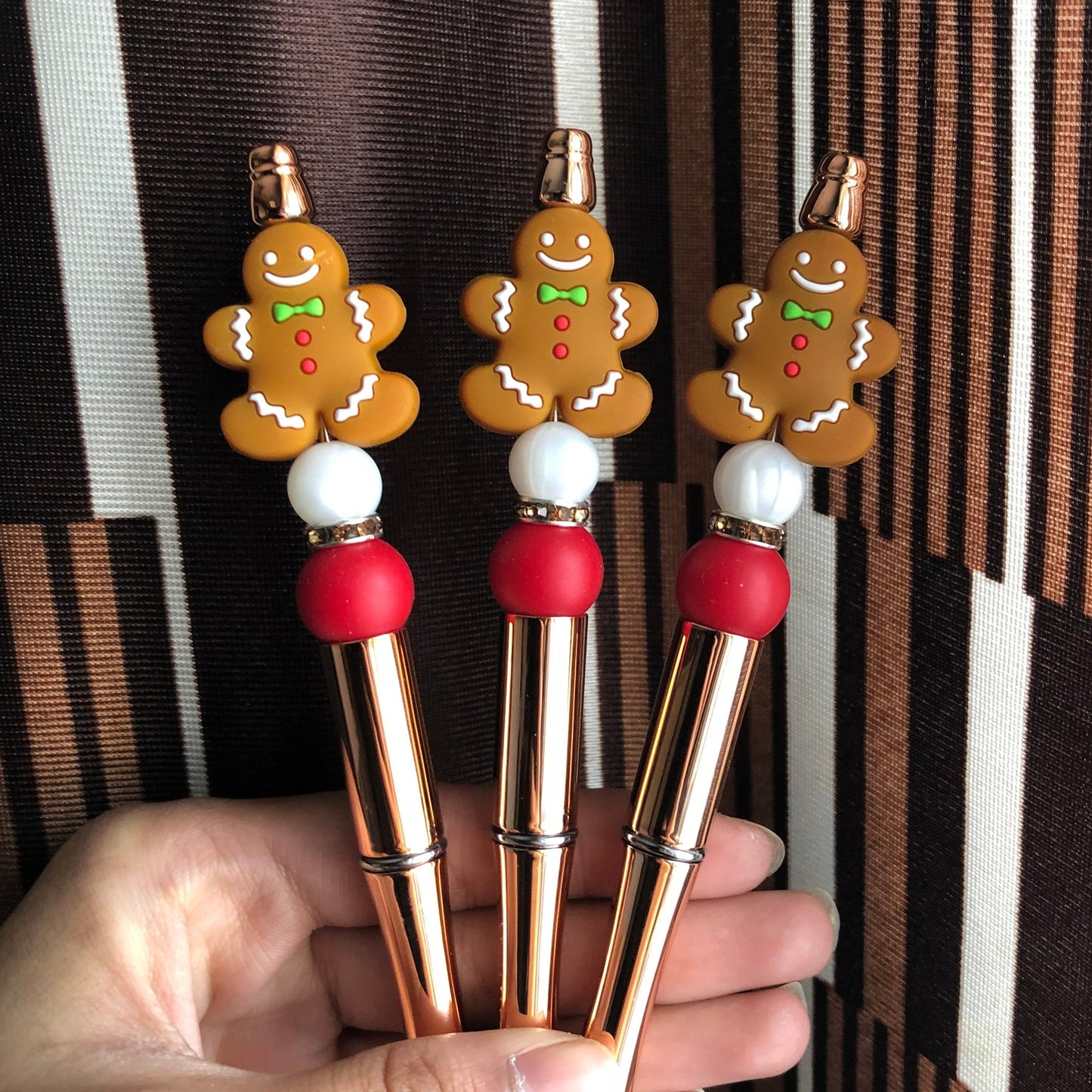 "Gingerbread" Christmas Themed Beaded Pen