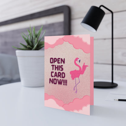 Open the Card Now - Flamingo Design