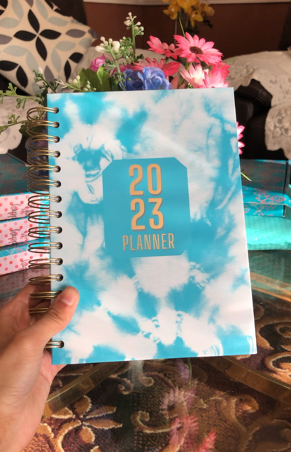 Blue Tye Dye - 2023 Spiral Planner - A5 Size