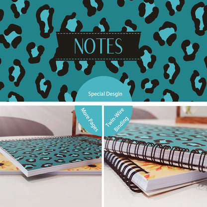 Turquoise Leopard Spiral Lined Notebook, 8.5 x 11in
