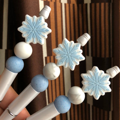 "Snow Day" Snowflake Winter Themed Beaded Pen