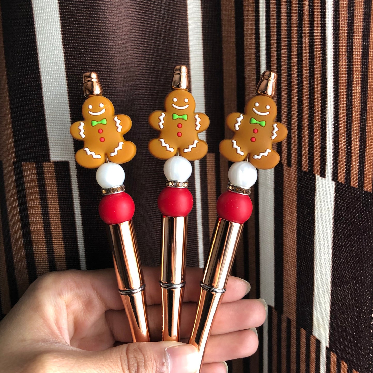 "Gingerbread" Christmas Themed Beaded Pen