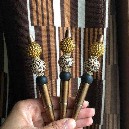 "Extreme Leo" Sparkling Brown Cheetah Beaded Pen