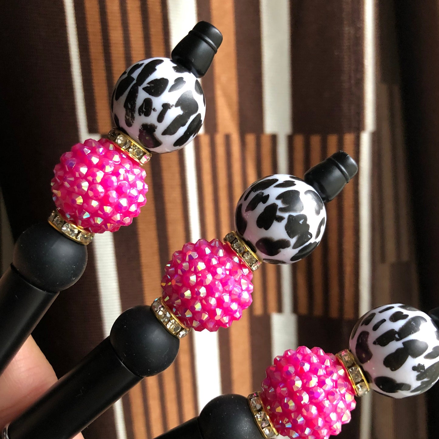 "Pink Hottie" Dalmatian Print Beaded Pen