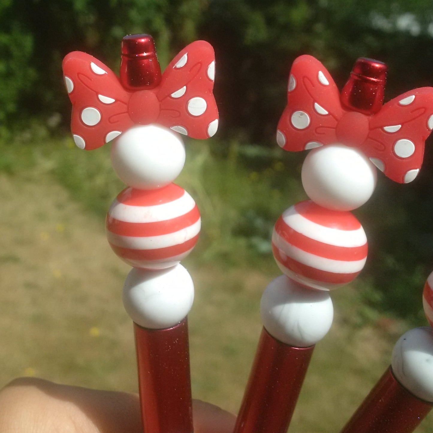 Candy Red Bowtie Beaded Pen