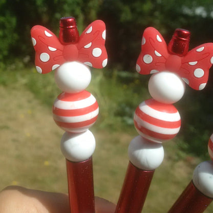 Candy Red Bowtie Beaded Pen