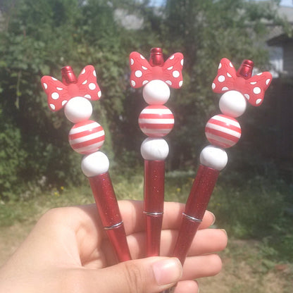 Candy Red Bowtie Beaded Pen