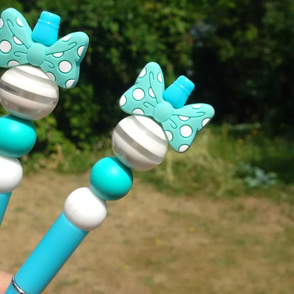 Tazzling Teal Bowtie Beaded Pen