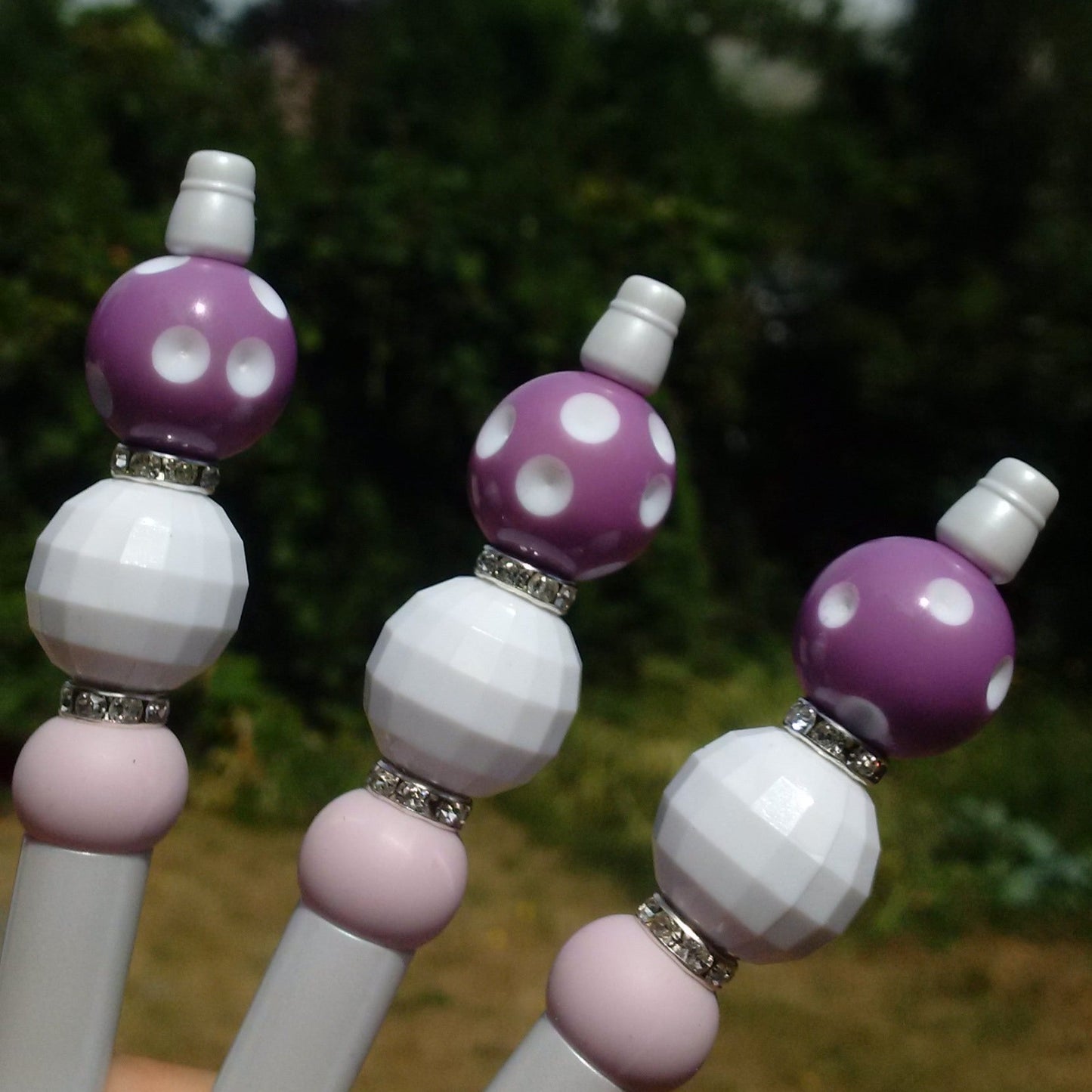 Polka-Purple Beaded Pen