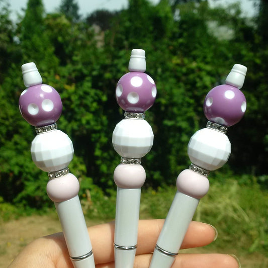 Polka-Purple Beaded Pen