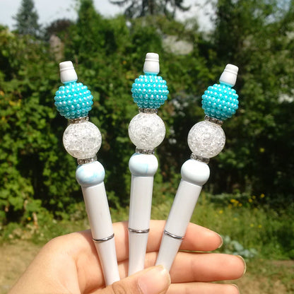 "Snowflake" Light Blue Beaded Pen