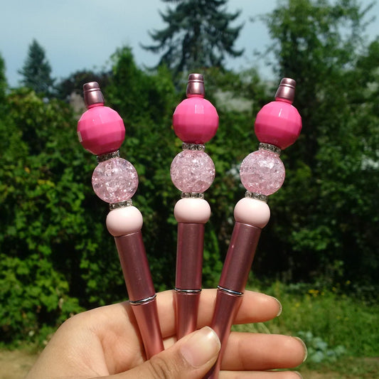 "Party Pink" Beaded Pen