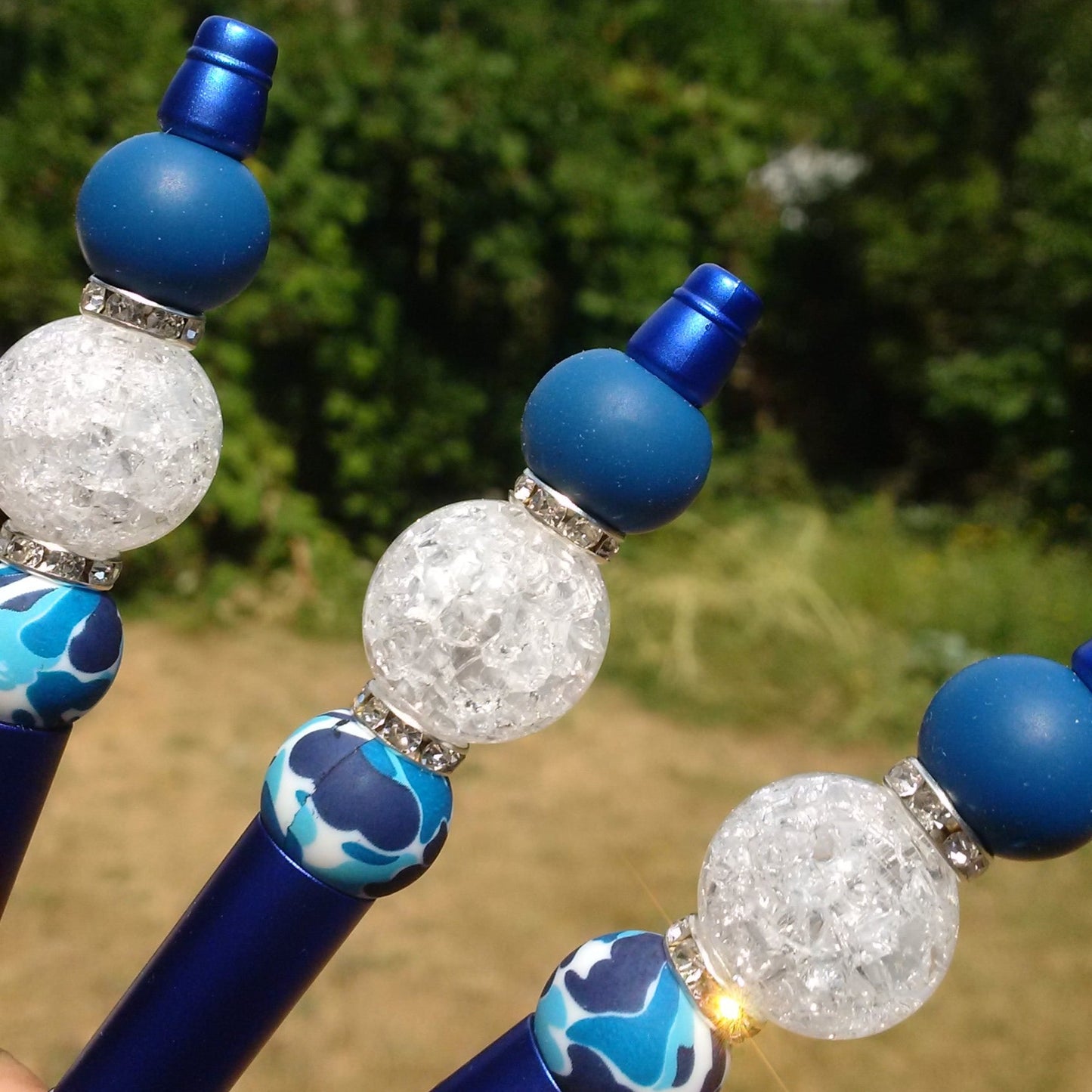 Crystal Blue Beaded Pen