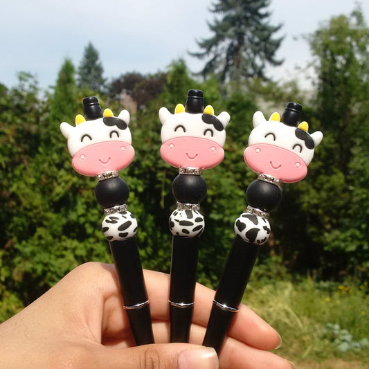 Cute Cow Beaded Pen