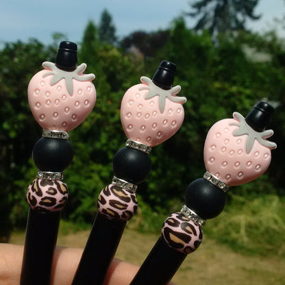 "Strawberry Burst" Beaded Pen