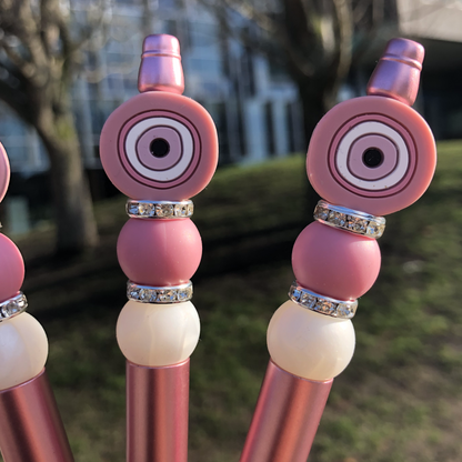 "Blush" Pink Evil Eye Beaded Pen