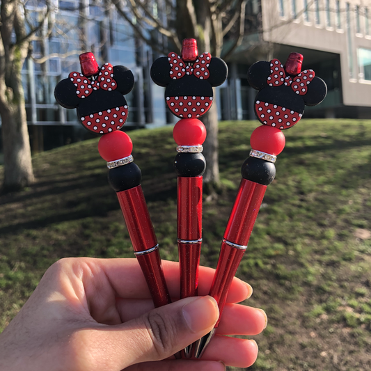 Red Minnie Mouse Beaded Pen
