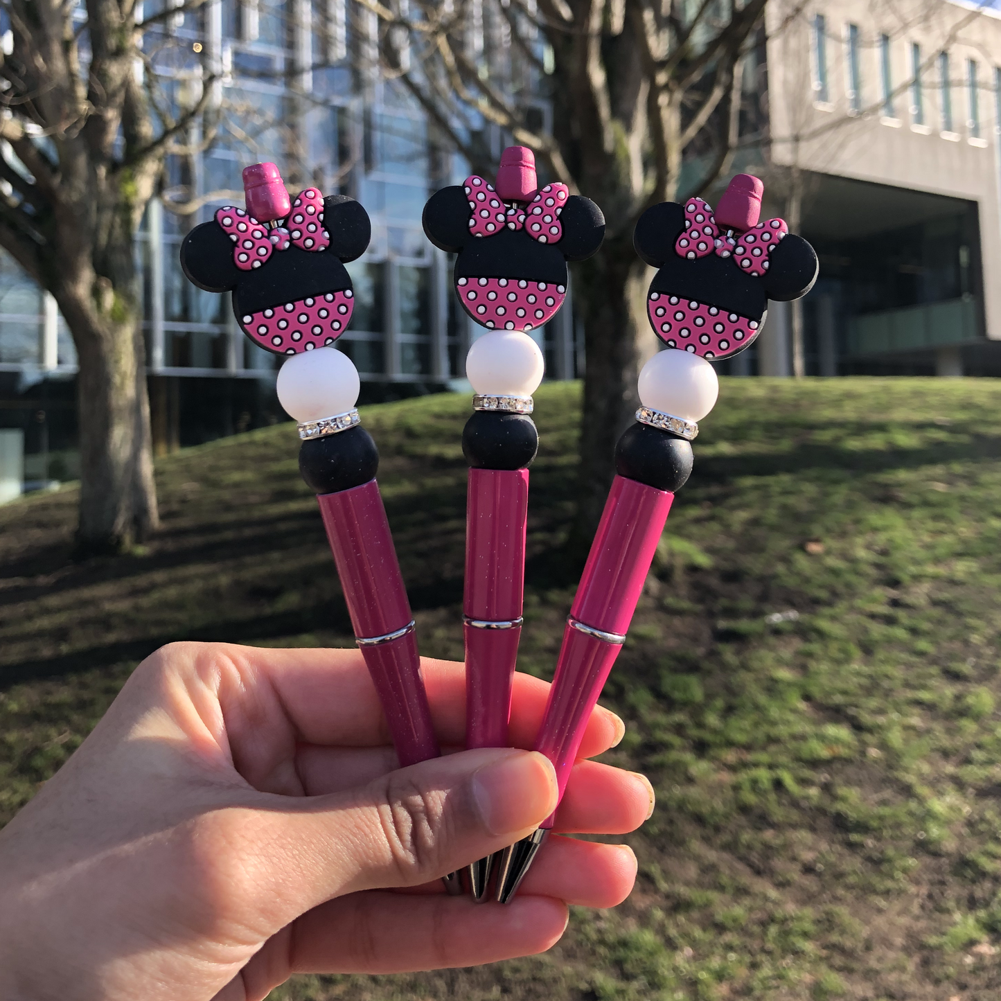 Fuchsia Pink Minnie Mouse Beaded Pen