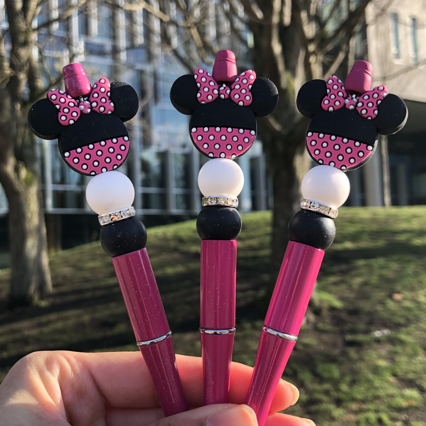 Fuchsia Pink Minnie Mouse Beaded Pen