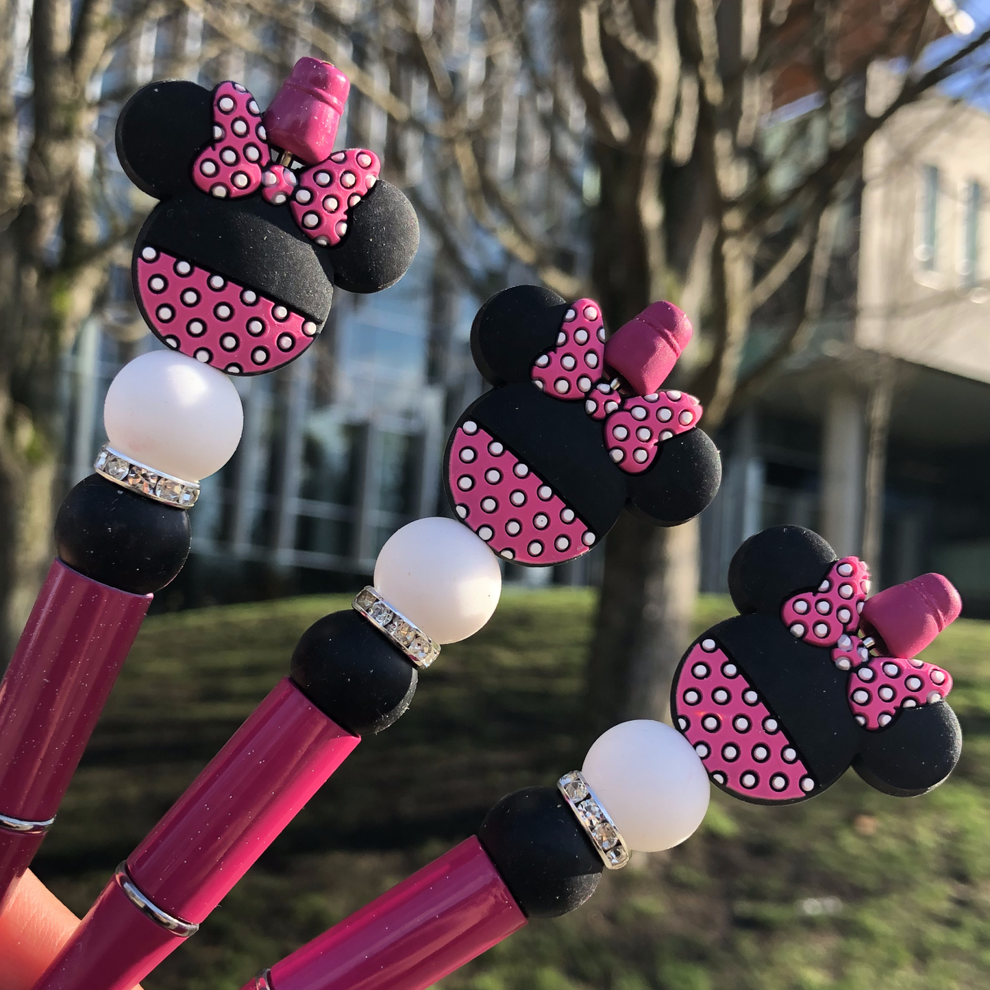Fuchsia Pink Minnie Mouse Beaded Pen