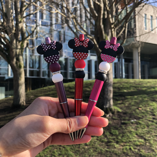 3pc Minnie Mouse Beaded Pen Set