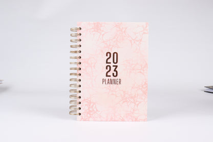 Creamy Pink Splatter - 2023 Spiral Planner - A5 Size
