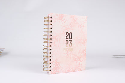 Creamy Pink Splatter - 2023 Spiral Planner - A5 Size
