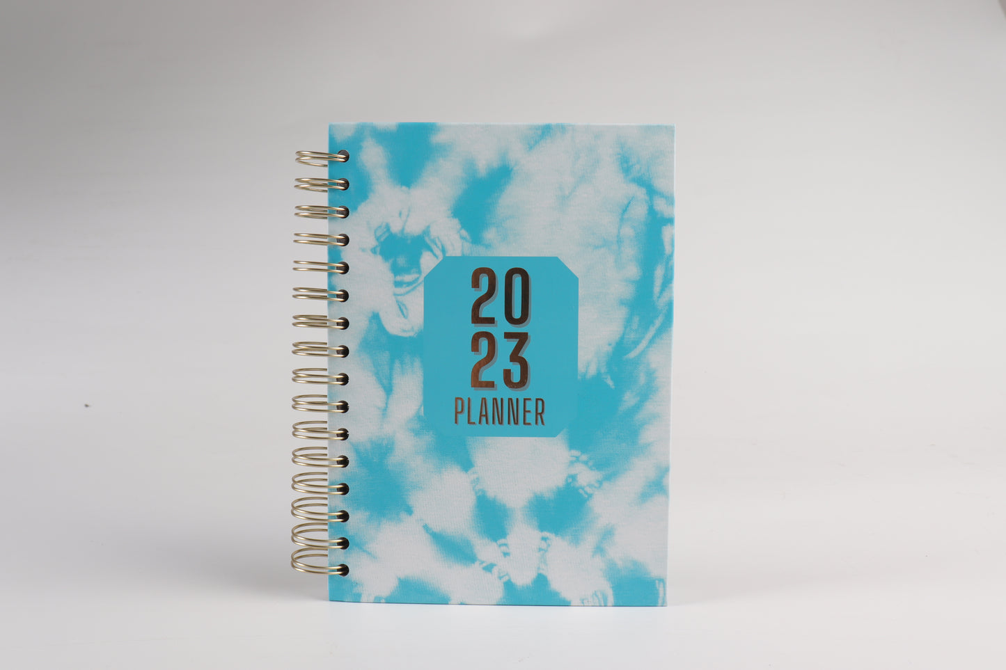 Blue Tye Dye - 2023 Spiral Planner - A5 Size