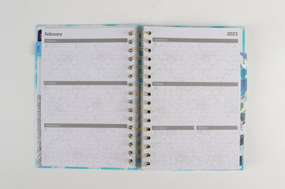 Blue Tye Dye - 2023 Spiral Planner - A5 Size