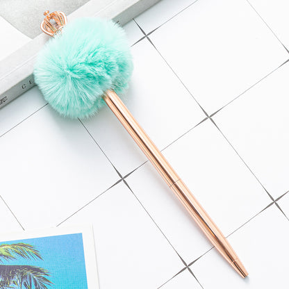 Rose Gold Ballpoint Puffball Pen